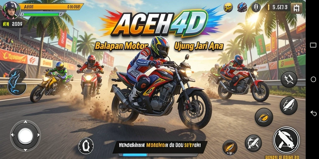 Tampilan gameplay balapan motor yang seru dan mendebarkan di ACEH4D.