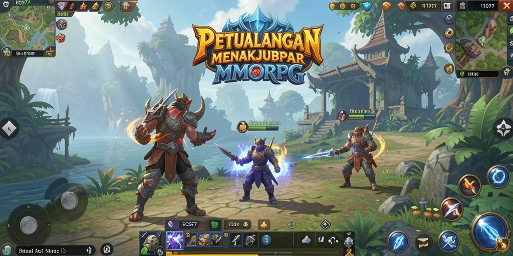 Screenshot utama menampilkan aksi pertarungan seru dalam dunia EOS77.