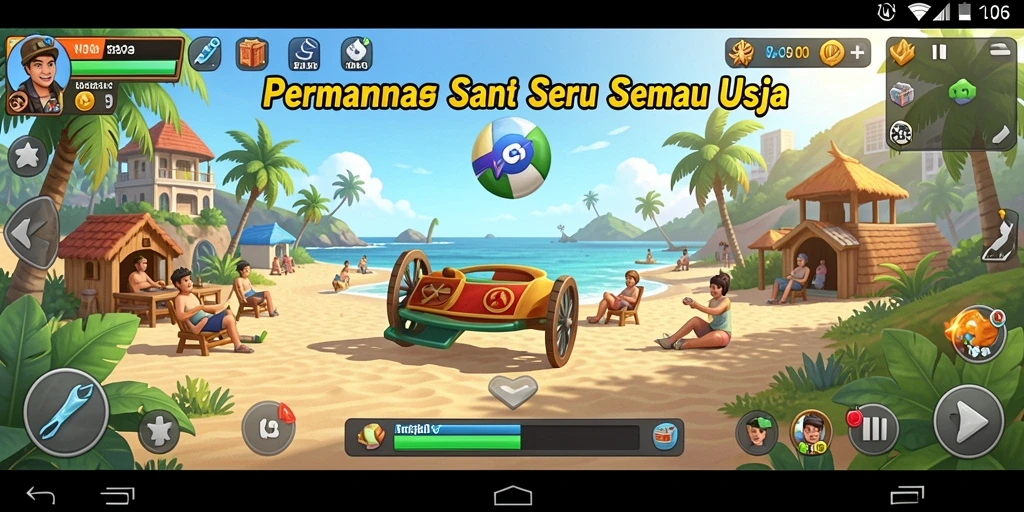 Tampilan gameplay N06 yang ceria dan penuh warna.