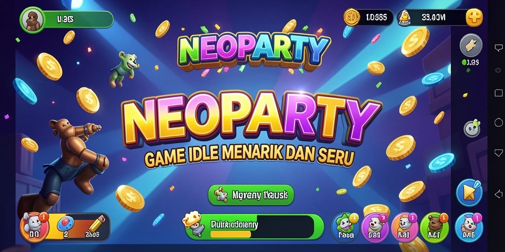 Tampilan gameplay NEOPARTY yang seru dan menarik.