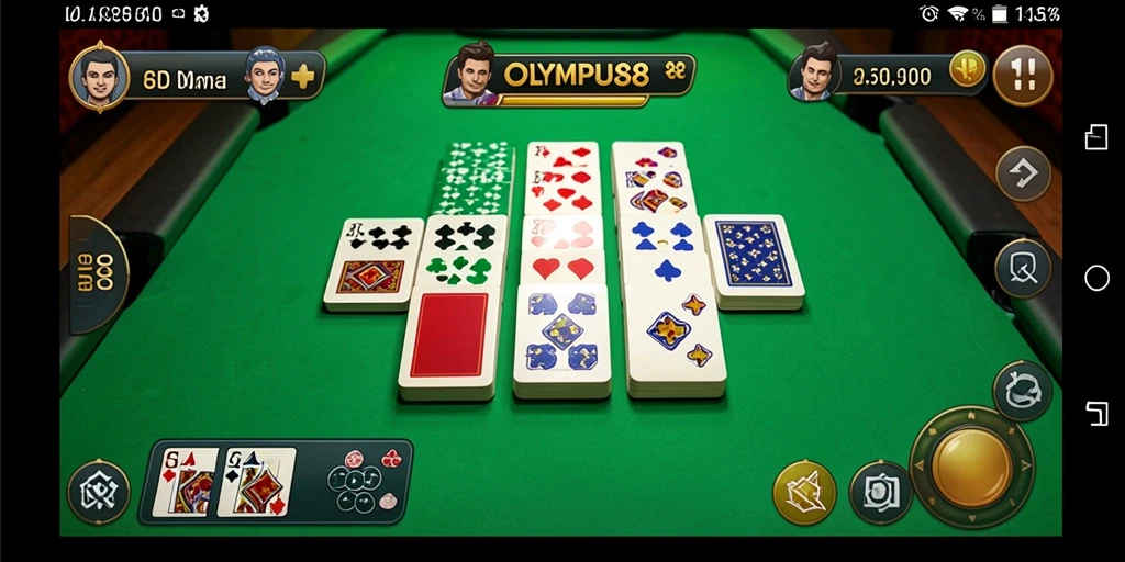 Screenshot gameplay OLYMPUS88 dengan tampilan kartu Domino yang menarik.
