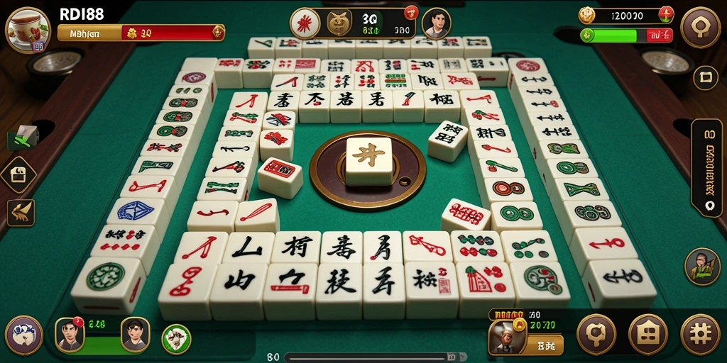 Tampilan gameplay seru dalam RDI88, cocok untuk penggemar Mahjong.