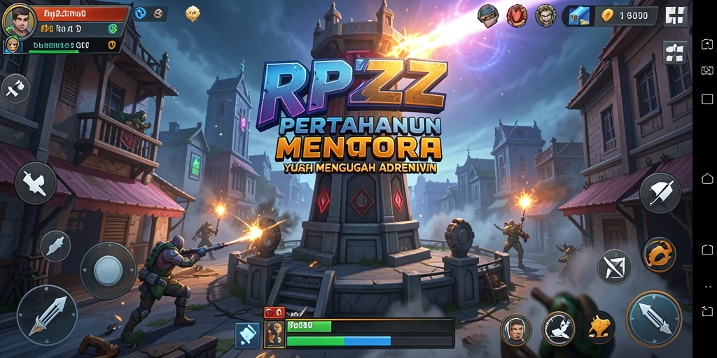 Tampilan gameplay RPZZZ yang menegangkan di arena Tower Defense.