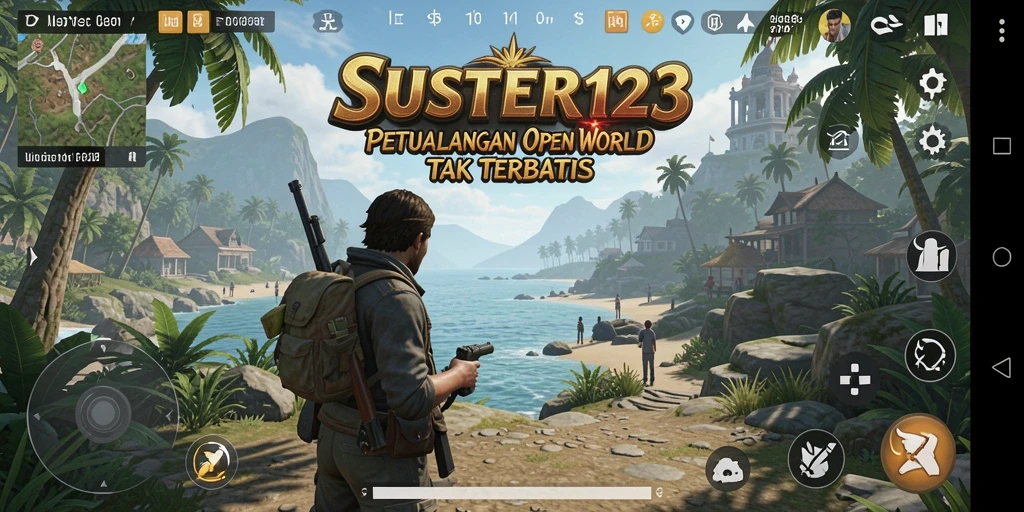 Tampilan gameplay SUSTER123 yang menakjubkan di dunia terbuka.