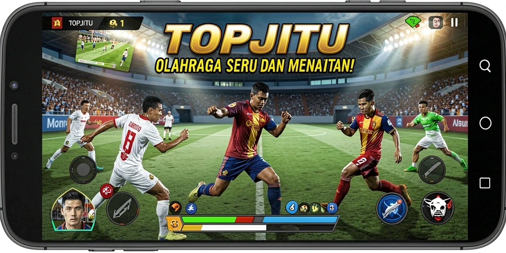 Screenshot gameplay TOPJITU menampilkan aksi olahraga seru dan penuh tantangan.